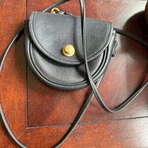 VINTAGE COACH  Black Leather Mini- Belt/Crossbody Bag-Brass Hardware